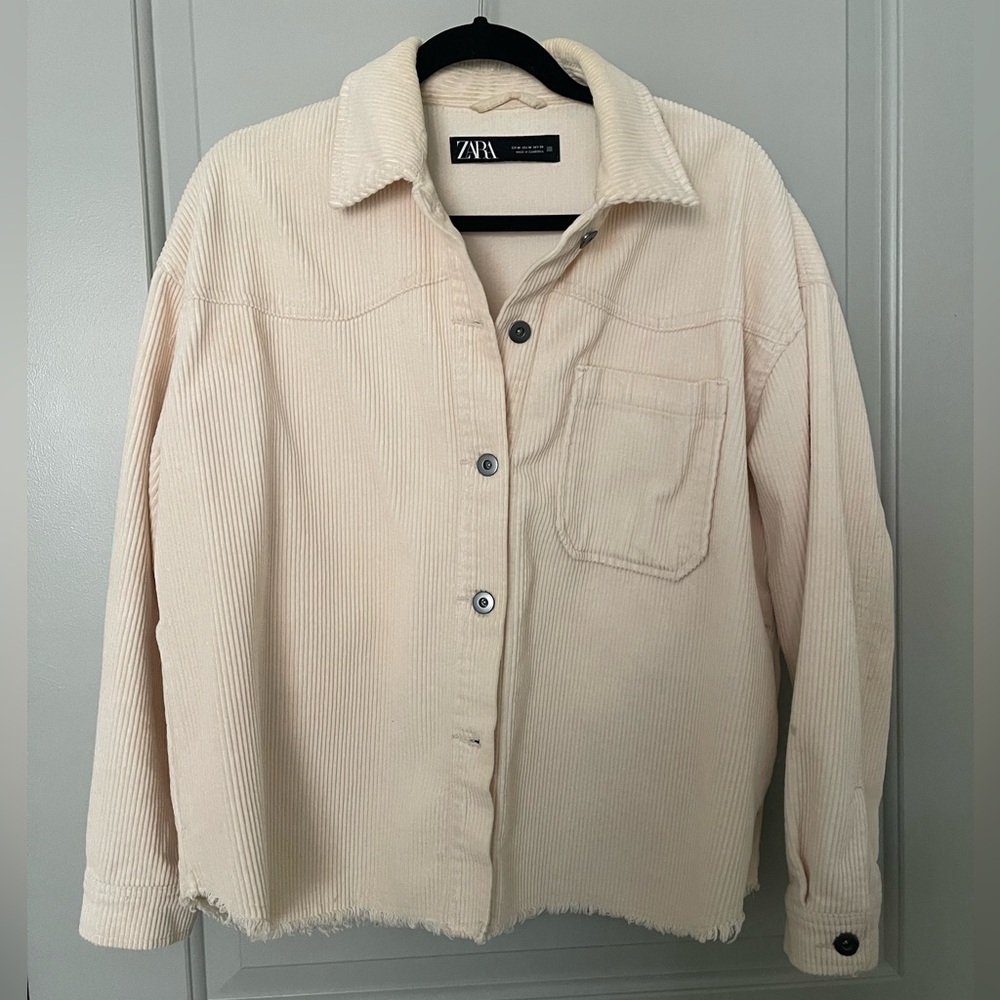 Zara Women's Beige Corduroy Utility Jacket